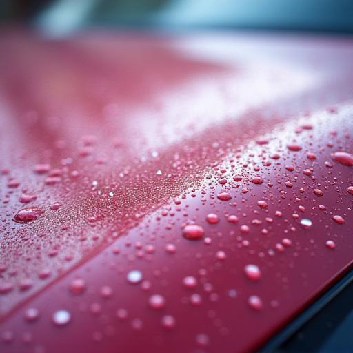 Water beading flawlessly on a ceramic coated car surface.
